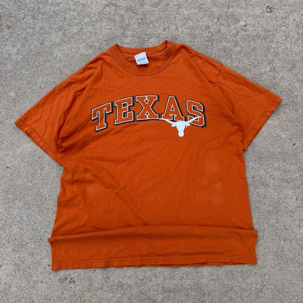Vintage Perrin Texas Longhorns T-Shirt Mens Medium Burnt Orange NCAA Fan Gear